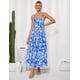 thumbnail image 4 of Vestido largo GRACE KARIN con estampado floral escalonado para mujer invitada a una boda, 4 of 5