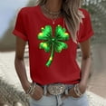 thumbnail image 5 of FRSASU Women St Patricks Mardi Gras Round Neck T Shirts Shamrock Carnival Short Sleeve Tops Red, 5 of 5
