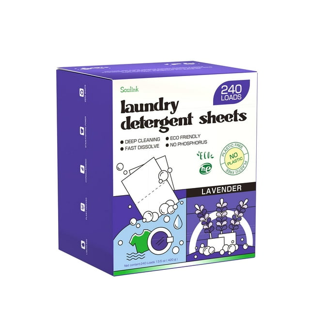 Láminas de detergente para ropa Soulink Lavender, 240 cargas
