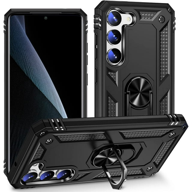 Classic Kickstand Case for Samsung Galaxy S23 Plus 5G Case, Adjustable Built-in Camera Ring Stand, Military-Grade Protection, Scratch-Resistant Acrylic Back Cover Samsung S23 Plus Case
