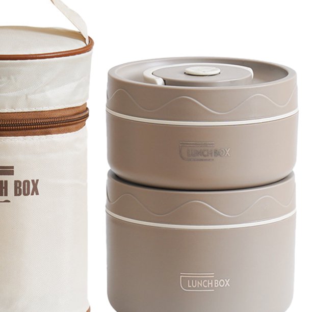 Caja De Almuerzo Fiambrera con asa oculta a prueba de fugas Bento Box de múltiples capas (1S 1L Dark Coffee) Libre de BPA