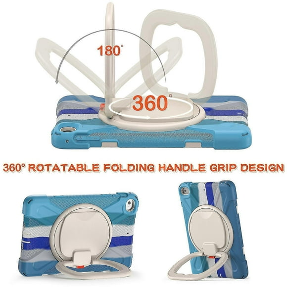 Color Matching Case For Ipad Mini 4/5 With Shoulder Strap, Big Adjustable Ring Stand, Pen Holder, Shock Protection Cover