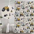 thumbnail image 5 of 60x72 Inch Shower Curtains for Bathroom, Cartoon Truck Fabric Bath Curtain Decor, Cute Yellow Grey Excavator Bulldozer Pine Tree Restroom Curtains Shower Set Accessories with 12 Hooks 60 Inch, 5 of 7