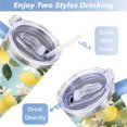 thumbnail image 5 of Cup with Handle and Straws 40 oz Stainless Steel Lemon Travel Cup Birthday Present for Women Girls Daughter Mom Gifts for Him/Her Water Bottle, 5 of 7