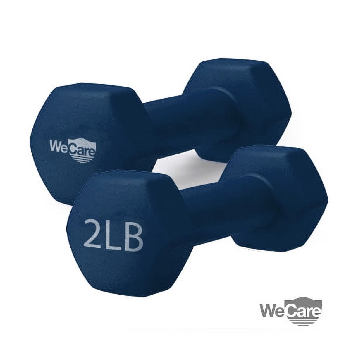 WeCare Hex Neoprene Dumbbell Pair, 2 lb, Blue photo 1