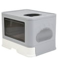 thumbnail image 3 of BingoPaw Foldable Cat Litter Tray Box Easy Cleaning with Scoop, Massager, Grey, 3 of 11