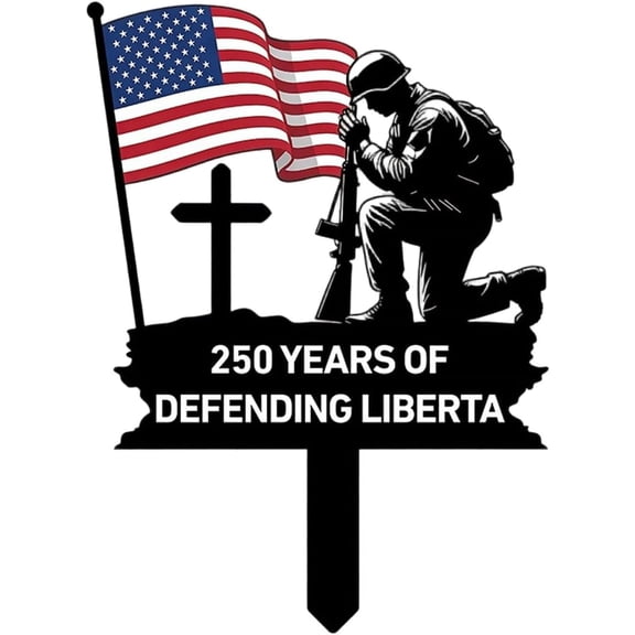 Patriotic outdoor decor, Defending Liberty Metal Garden Stake Decor, Durable Iron Patriotic Yard Sign, Bell Outdoor Decor for Lawn, Garden, and Memorial Display (Metal)