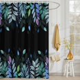 thumbnail image 3 of Shower Curtain Blue Purple Leaves Shower Curtains for Bathroom Decor, Waterproof Polyester Shower Curtain Set with Hooks, Small Stall Size 36" x 72" Leaf Branch Black, 3 of 9