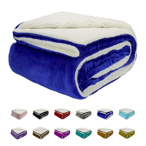 Howarmer Sherpa Fleece Blanket, Navy Thick Fuzzy Warm Soft Blankets and Throws for Sofa, 50"x60
