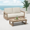 thumbnail image 4 of GDF Studio Andrae Outdoor Acacia Wood Loveseat and Coffee Table Set with Cushions, Brown and Beige, 4 of 12