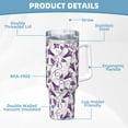 thumbnail image 5 of Sikiie Violets Flowers Insulated Stainless Water Bottle Lid Travel Mug Cup Insulated Tumblers Cup 40oz Ice Bully With Handle, 5 of 8