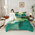 thumbnail image 4 of jejeloiu Aesthetic Marble Pattern Queen Comforter Set,Minimalism Geometric Art Bedding Sets,Green Yellow Ombre Bedding Comforter Set,Breathable Bedroom Decor Reversible,3-Piece, 4 of 8