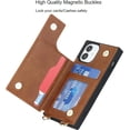 thumbnail image 6 of Crossbody Wallet Case for iPhone 12 Mini with Card Slot Holder,Magnetic Flip Folio Purse,PU Leather with Detachable Lanyard Strap Lattice Pattern Travel Case 5.4 Inch (Brown), 6 of 14
