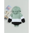 thumbnail image 2 of Cenuakty Baby Long Sleeve Jumpsuit Contrast Color Toddler Ribbed Hooded Rompers for Newborn Infant Cute Clothes, 2 of 8