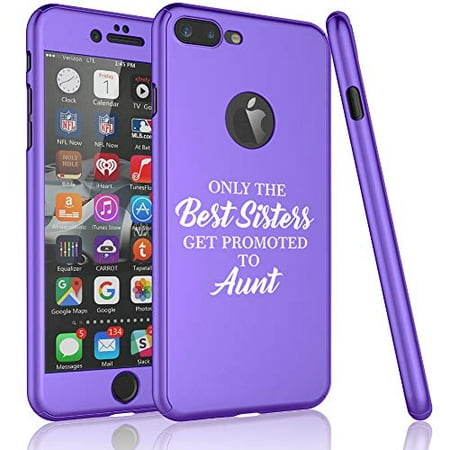 360° Full Body Thin Slim Hard Case Cover + Tempered Glass Screen Protector F0R Apple iPhone The Best Sisters Get Promoted to Aunt (Purple, F0R Apple iPhone 6 /