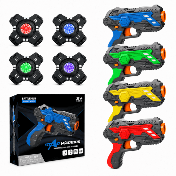 UUSUOO Shooting Tag Set for Kids,Infrared Toy Set of 4 Shooting Tag Vest,Shooting Games 4 Players Indoor Outdoor Play,Christmas Birthday Gift for Kids Ages 6-12