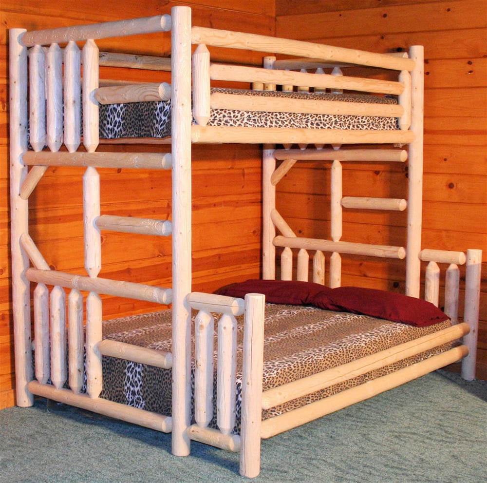 Twin Over Double Bunk Bed, Unfinished Bunk Beds