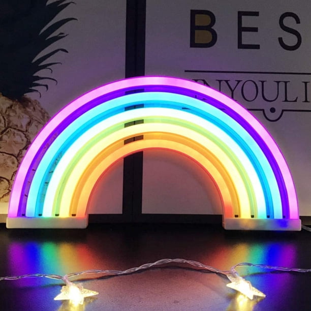 Luz de noche arcoíris para niños, regalo de Navidad, lámpara LED de neón arcoíris para decoración de pared, dormitorio, hogar, fiesta y festividades.