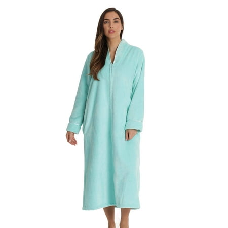 

Just Love Textured Plush Zipper Lounger Robe for Women (Mint 3X)