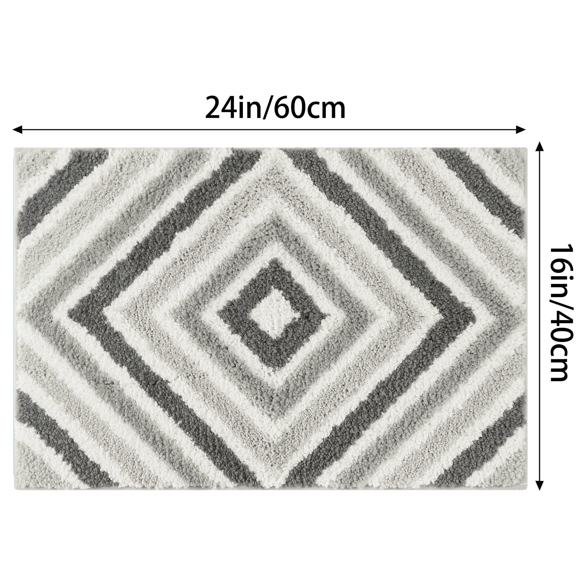 Unique Bargains Geometric Pattern Bathroom Rugs Bath Mats Quick Dry and Non Slip Bath Rug Grey 16" x 24"