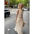 thumbnail image 3 of Conjunto de falda larga con pliegues para mujer, Top corto sin mangas con espalda descubierta y cuello Halter, conjunto de 2 piezas con cordón, novedad de 2024, 3 of 5