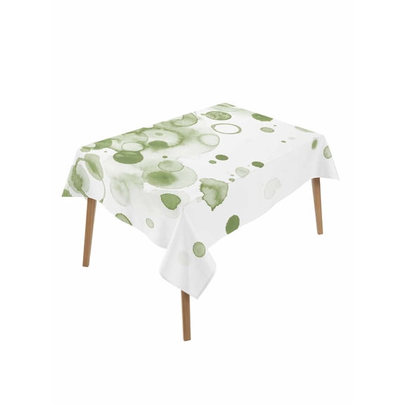 Sage Green Gradient Rectangle Tablecloth, Abstract Polka Dots Vintage Modern Art Waterproof & StainResistant Tablecloth, Washable Oil-proof Table Cover for Dining/Party/Wedding/Buffet 60x102 In