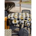 thumbnail image 5 of Outdoor Tablecloth with Umbrella Hole for Patio/Picnic/Party/Camping, Yellow Flowers Checkered Waterproof Table Cloth Square Cover Washable, Black Plaid Farmhouse Art Floral (60"x 60"), 5 of 9