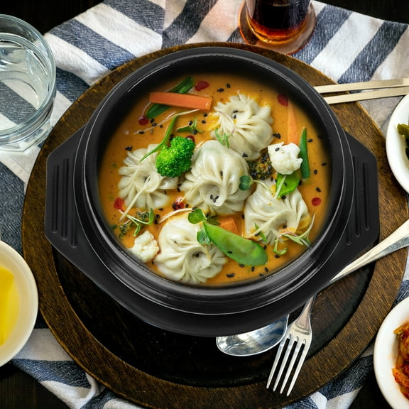 NICEXMAS Cooking Stew Pot Ceramic Casserole Black 1Pc 7.1x5.9x2.8in