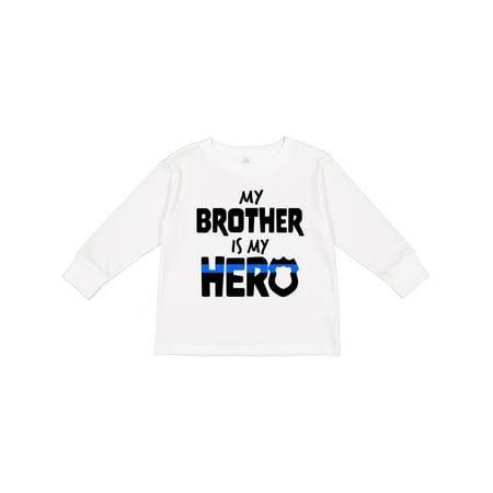 

Inktastic My Brother is My Hero Police Officer Family Gift Toddler Boy or Toddler Girl Long Sleeve T-Shirt