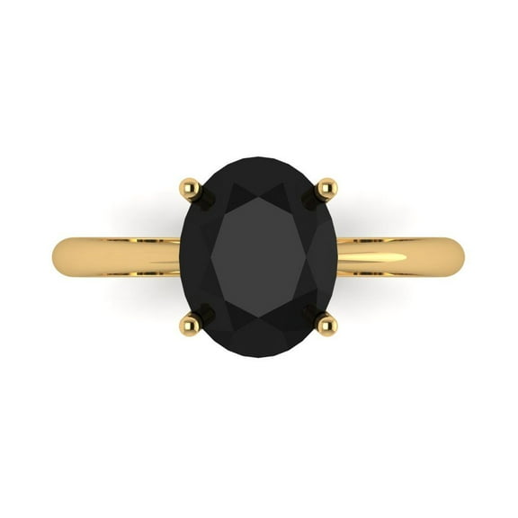 Solitaire Engagement Ring for Women - 2.5ct Natural Onyx in 14K Yellow Gold Promise Ring