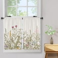 thumbnail image 3 of Floral Kitchen Curtains Small Wildflower Cafe Curtains Green Leaves Plant Botanical Rod Pocket Farmhouse Sage Herb Living Room Bedroom Window Drape Treatment Fabric 2 Panels 27.5 x 36 Inch, 3 of 6
