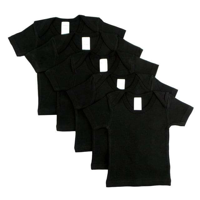 Negro Manga Corta Vuelta de la Camisa (Pack de 5) - de 6 a 12 Bambini 0550BL5-6-12