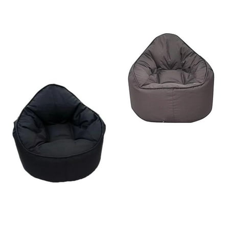 Set Of 2 Bean Bag Chairs In Black And Brown Fabric Walmart Com