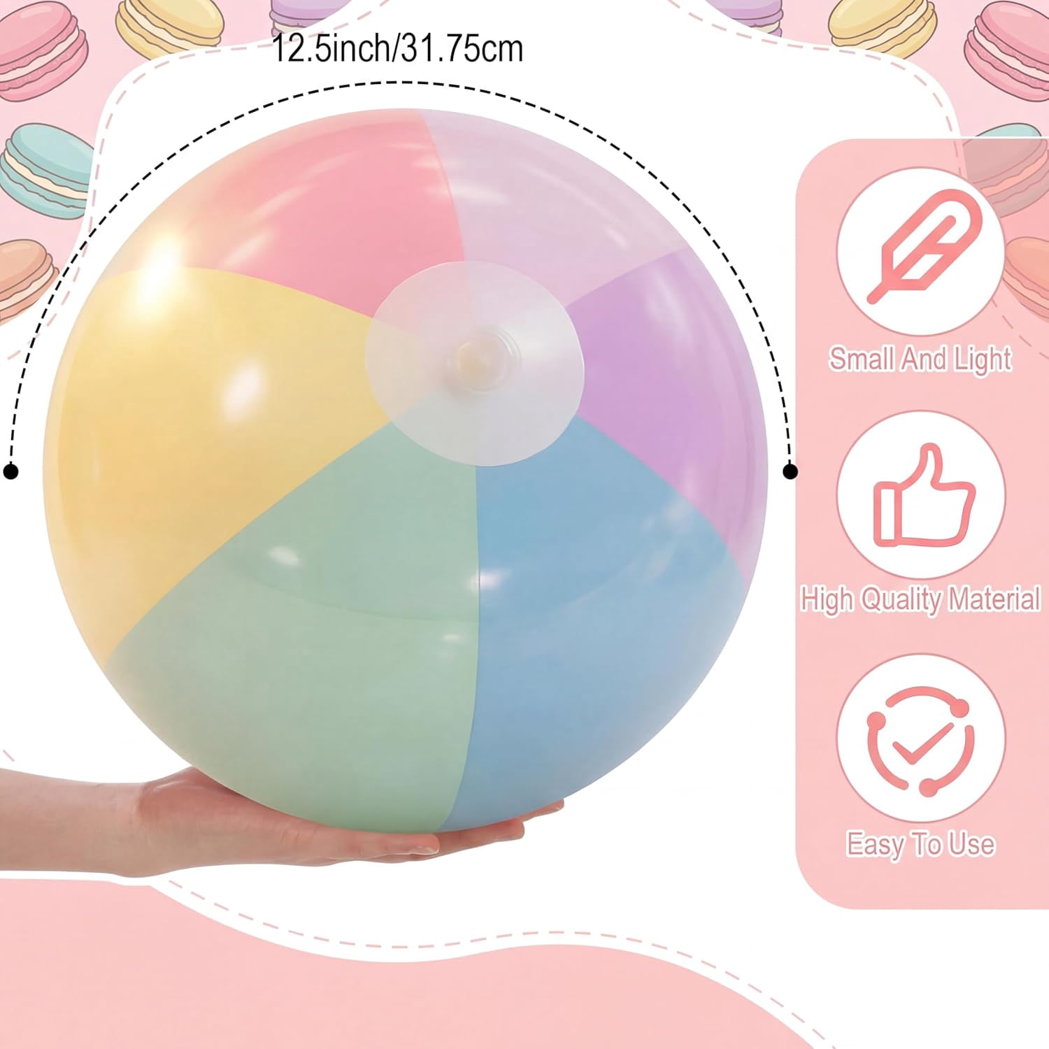 FENLEI 12 Pcs 12.5 Inch Pastel Inflatable Beach Balls Macaron Color Bulk for Summer Pool Party Water Games Birthday Baby Shower Decorations Favors