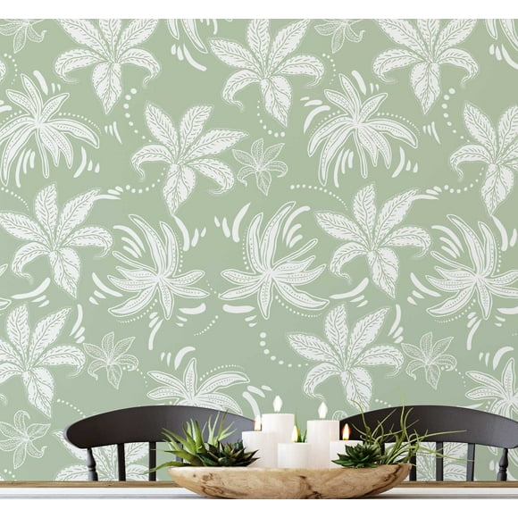 S4Sassy Peel & Stick Vinyl Wallpaper, Chic Retro Leaf Wallpaper Contact Paper Waterproof- Green, 25"x60", Textured Finish, Removable Wall Covering for Bedrooms & Living Areas, Renter Spaces, Cabinets