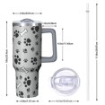 thumbnail image 2 of OBREWU Paw Prints and Bones Tumbler with Handle and Lid,Paw Prints and Bones 40oz Double Wall Vacuum Insulated Tumbler,Cups Gift for Women and Men, 2 of 7