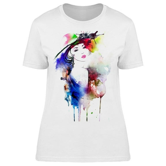 Watercolor Classic Fem Hat  T-Shirt Women -Image by Shutterstock, Female x-Large