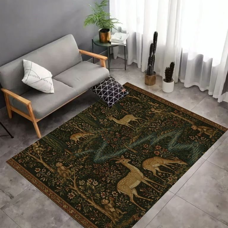 RKSupls 5x3ft Mughal Forest Deer Tapestry Soft Fluffy Velvet Area