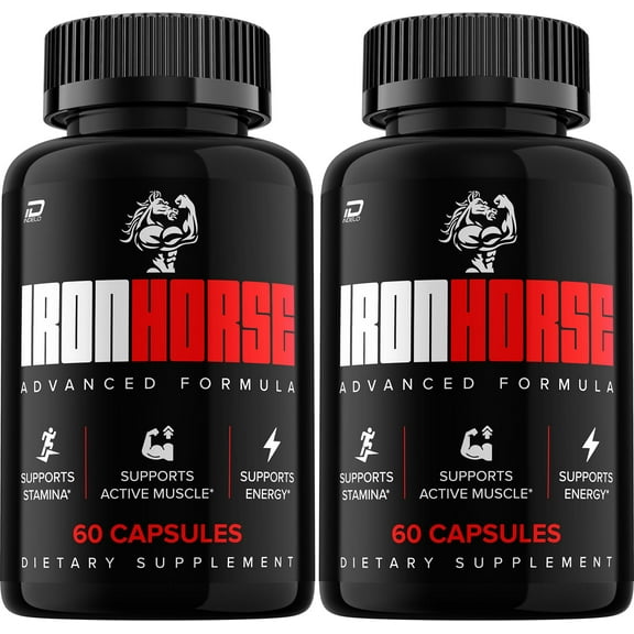 Iron Horse for Men Capsules – IronHorse Vitamin Complex Pills, Energy, 2 Pack, 120 Capsules