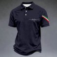 thumbnail image 4 of Mens Golf Polo Shirts Arrival Italian National Day Theme Print Ribbed Tops for Men,Navy,5XL, 4 of 5