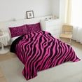 thumbnail image 3 of Homewish Boys Girls Animal Zebra Print Full Size Comforter Sets 3-Piece,Abstract Geometric Stripes Bedding Comforter Set,Black Pink Lightweight Bedding Sets,Microfiber Bedroom Decor,Reversible, 3 of 8