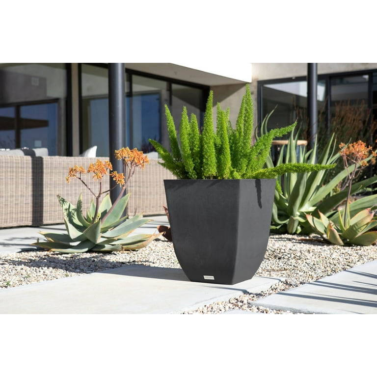 Veradek Sierra Square Planter - Black - 18 in. Veradek Sierra Square Planter - Black - 18 in.