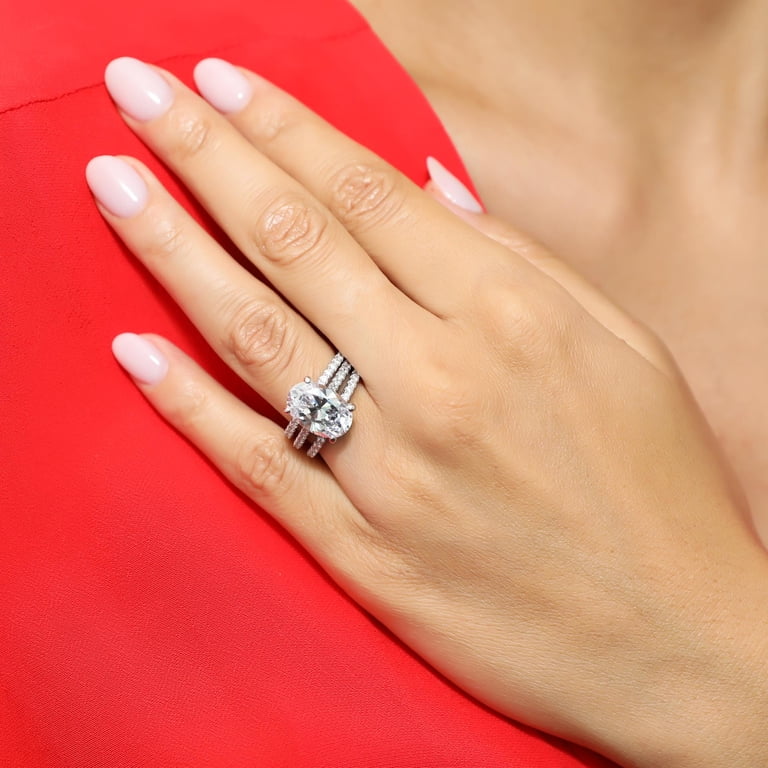 5.5mm Round Cubic Zirconia Solitaire Ring - 14k Gold Plated With CZ Band & Free Polishing Cloth