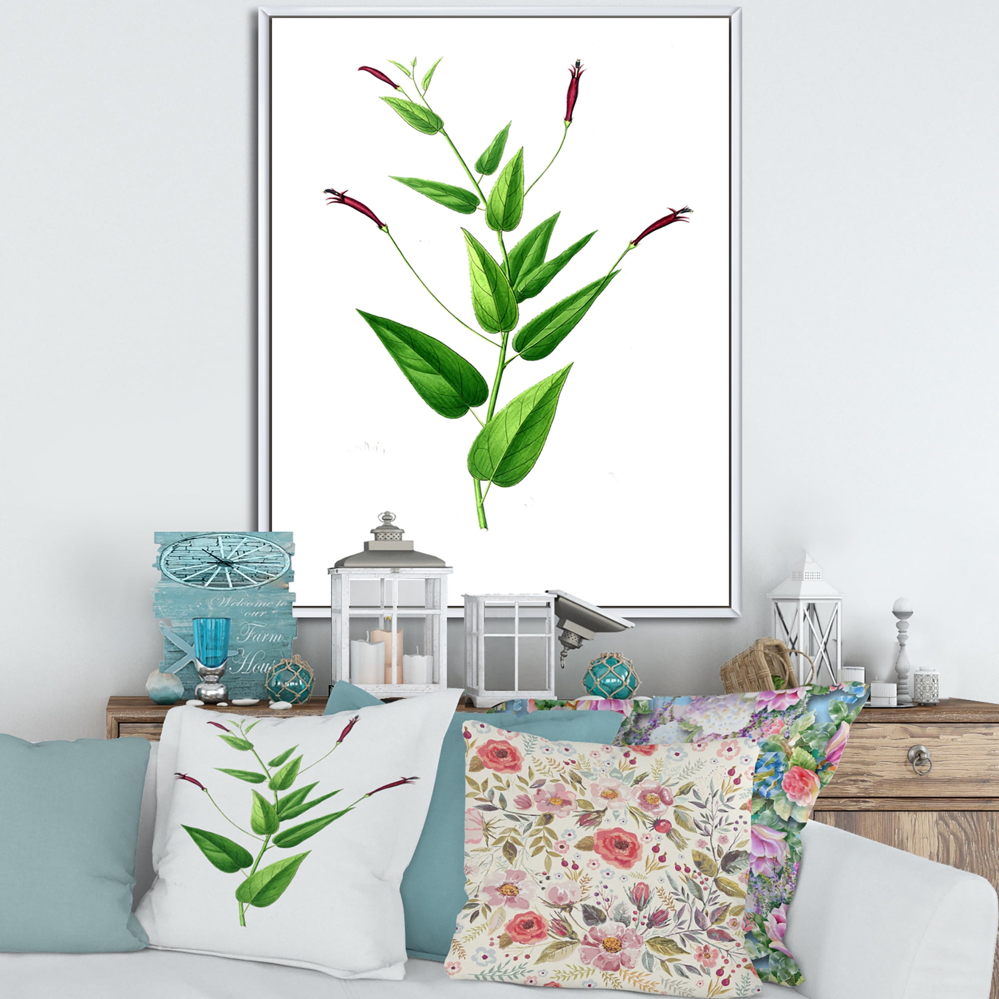 Designart 'Ancient London Plants VII' Traditional Framed Canvas Wall Art Print
