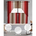thumbnail image 2 of Red Pink Swag Kitchen Curtains Sets for Windows 24 Inch Length, Farmhouse Wood Grain Vintage Brown Striped Short Window Curtain Panels Swags Valances and Tiers 3 Piece Set for Cafe/Dining Room, 2 of 5