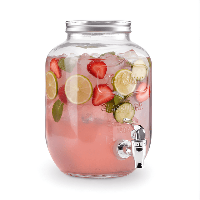Dispensador de Agua de Vidrio 4L Kingshouse, Vitrolero con Tapa Hermética y Llave Antigoteo