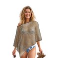 thumbnail image 3 of One Side Off the Shoulder Swim Cover Up for Women Sheer Knit Poncho Tops for Women See Through Asymmetrical Cape Shawl Crochet Beach Cover Up Summer Lightweight Shrug, 3 of 5