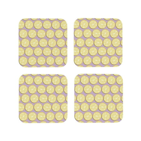

Tideii Yellow Lemon Slices for Leather Coasters 4 Pieces Anti-fouling and Anti-scalding Decorative Coasters Suitable for Restaurants Kitchens Coffee Shops-Square