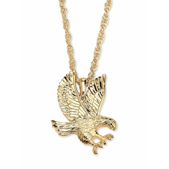 PalmBeach Jewelry Men's Yellow Goldtone Eagle Pendant Rope Chain Necklace 24"