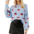 thumbnail image 1 of Innerwin Pull à Manches Longues pour Femmes, Col Rond Chic, Tricoté, Bleu S, 1 of 3
